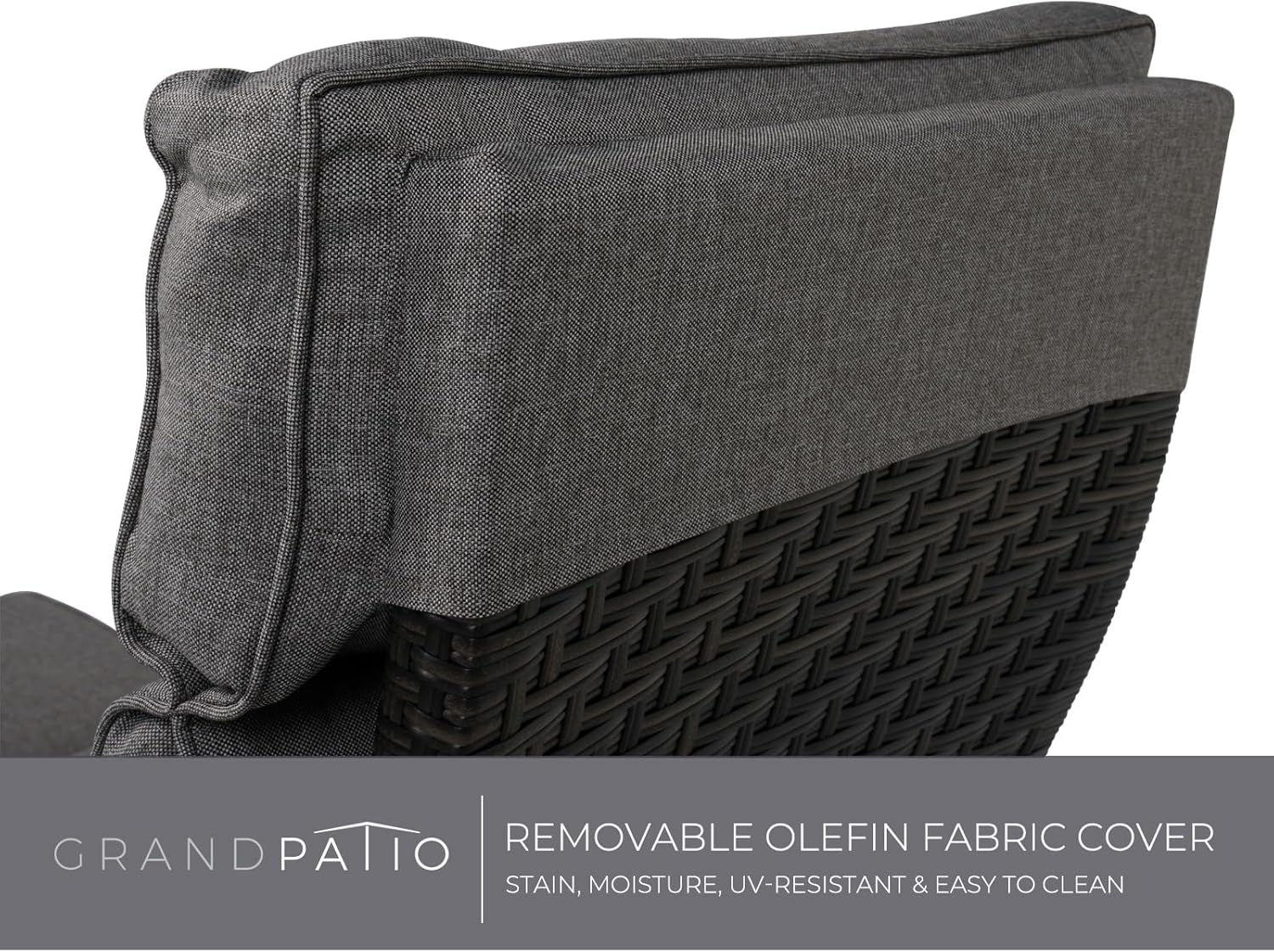 Rattan Recliner Sun Lounger Chair with Flip Table Grey