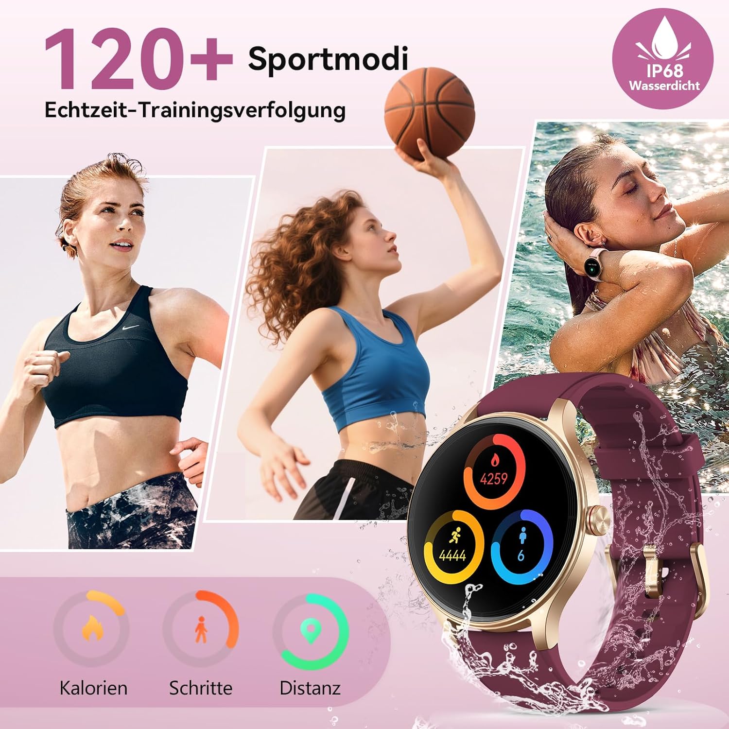 Women AMOLED Smart Watch Call 120 Sports Waterproof