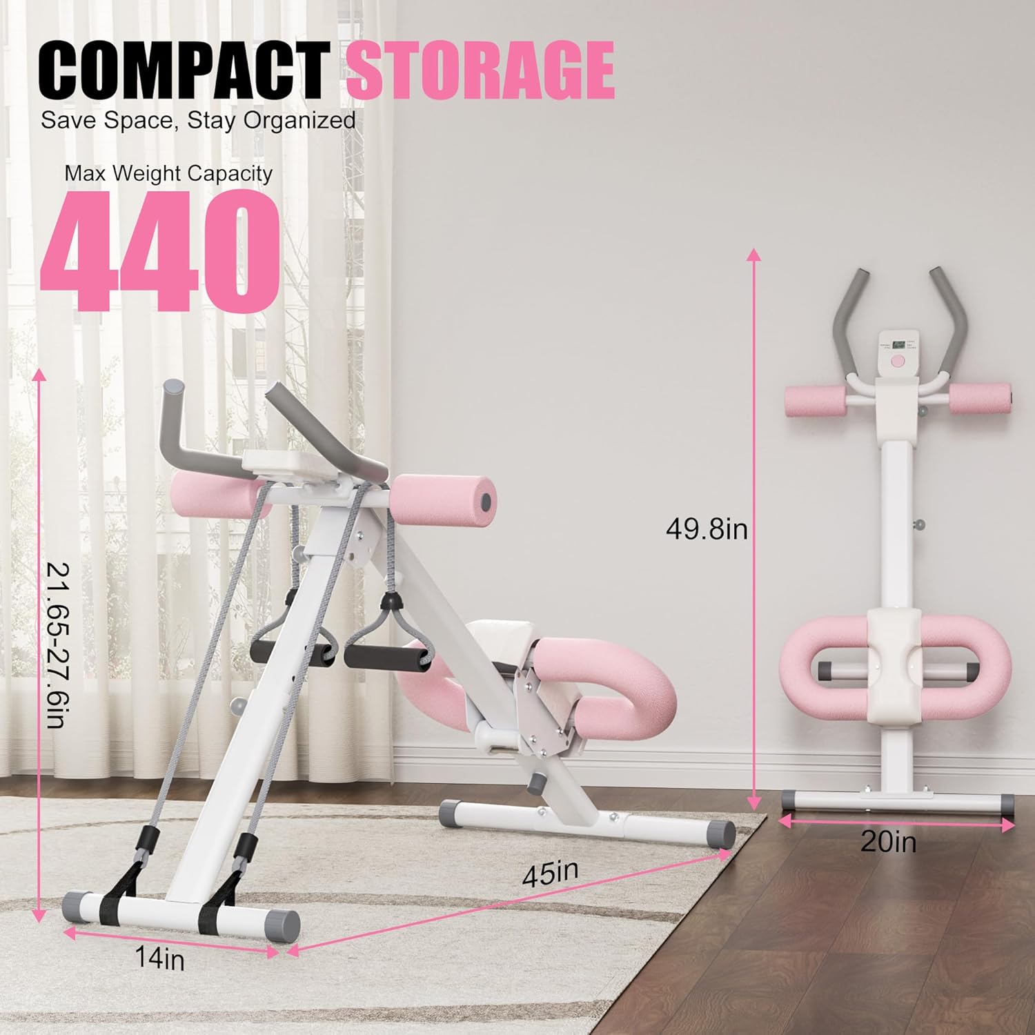 Adjustable Ab Trainer Machine Foldable Core Workout w/ LCD Monitor