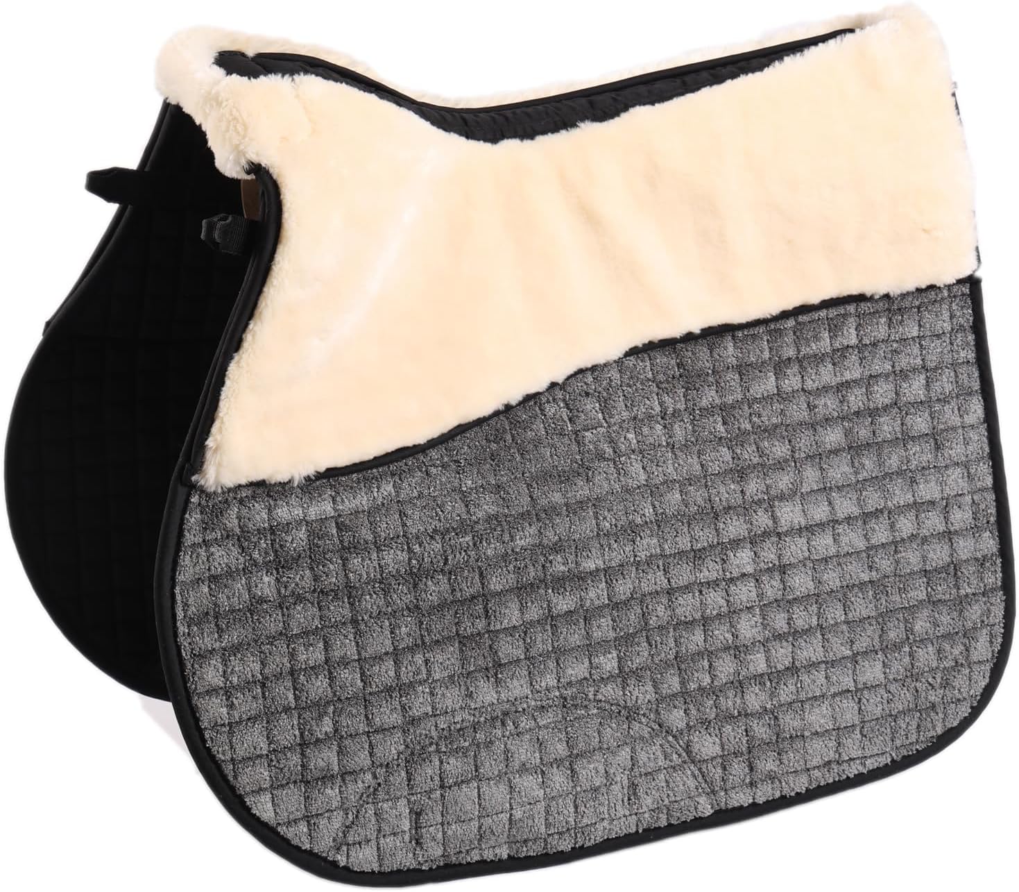 Faux Fur Jump Saddle Pad Full Black Natural