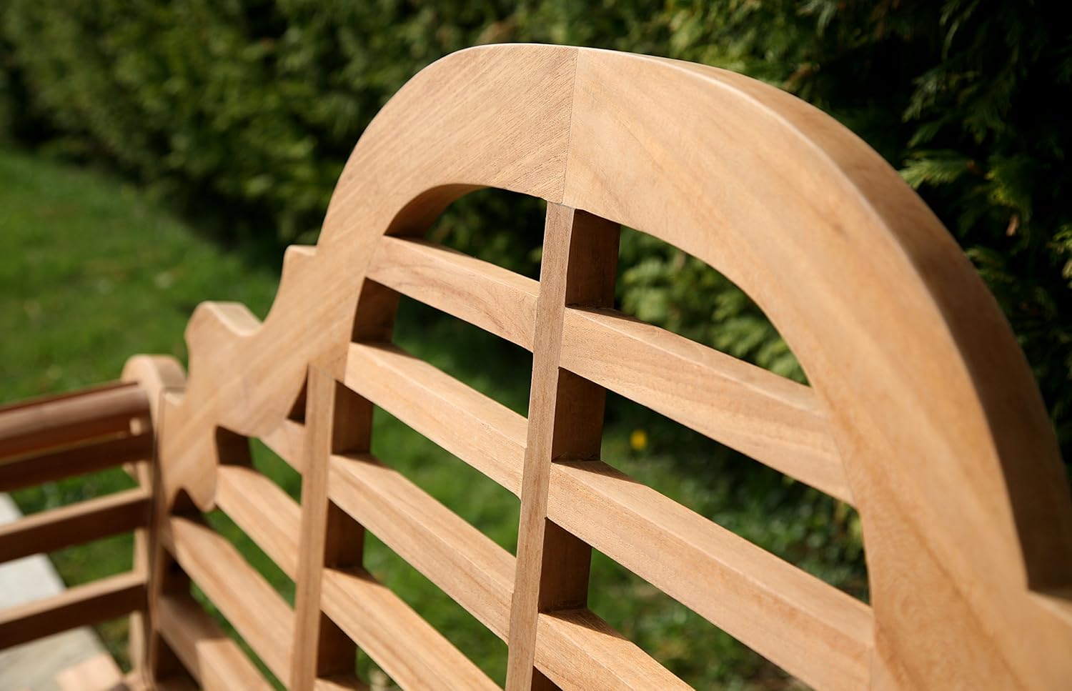 Teak Garden Bench 150cm Outdoor Patio Scroll Arm Wooden Bench Natural Seat