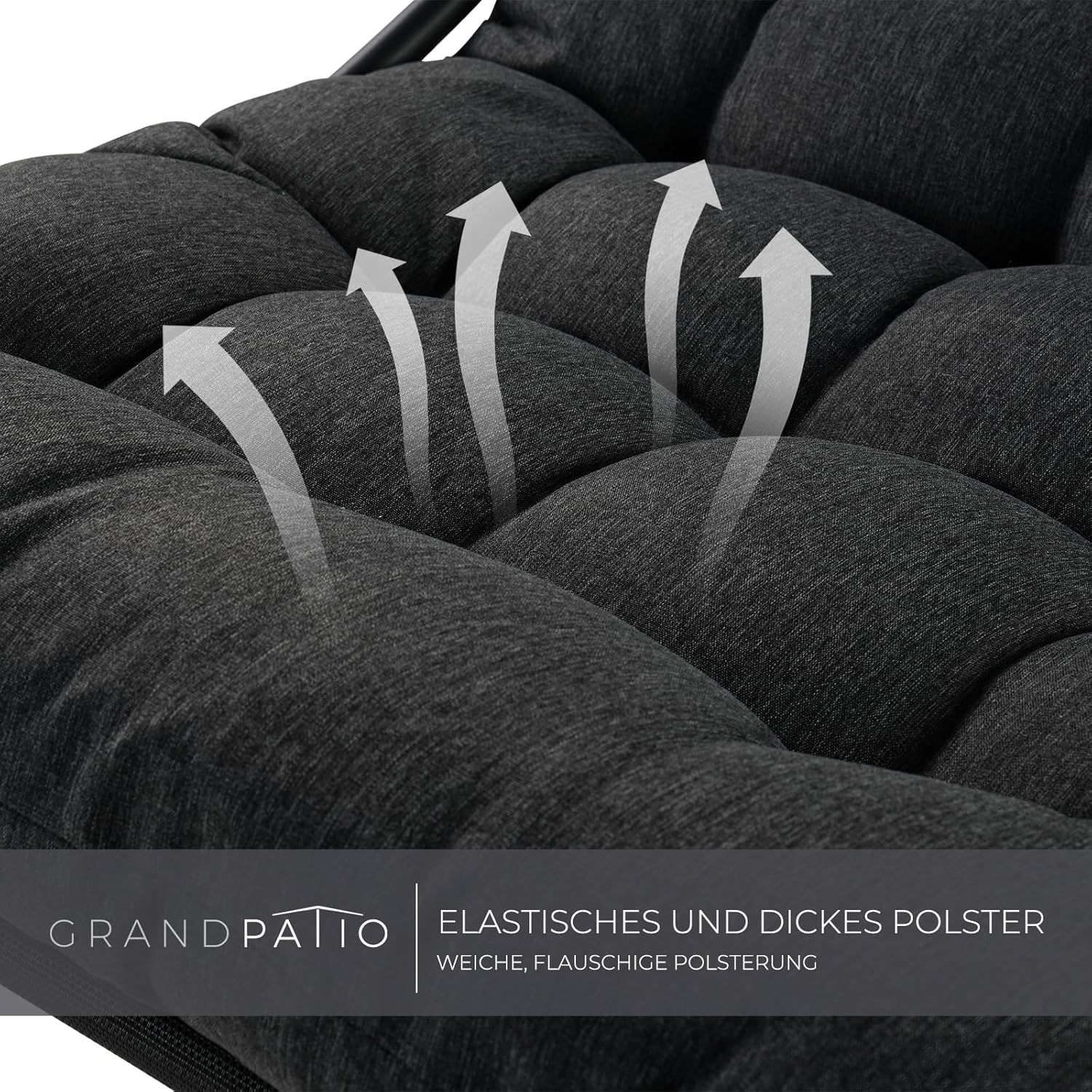 Garden Rocking Chair with Side Table Cushion Dark Grey
