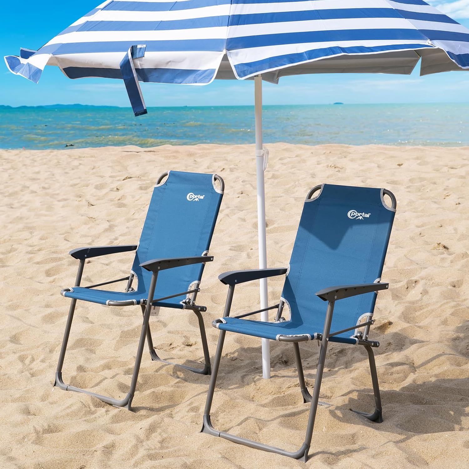 Set of 2 Lightweight Folding Camping Chairs Blue