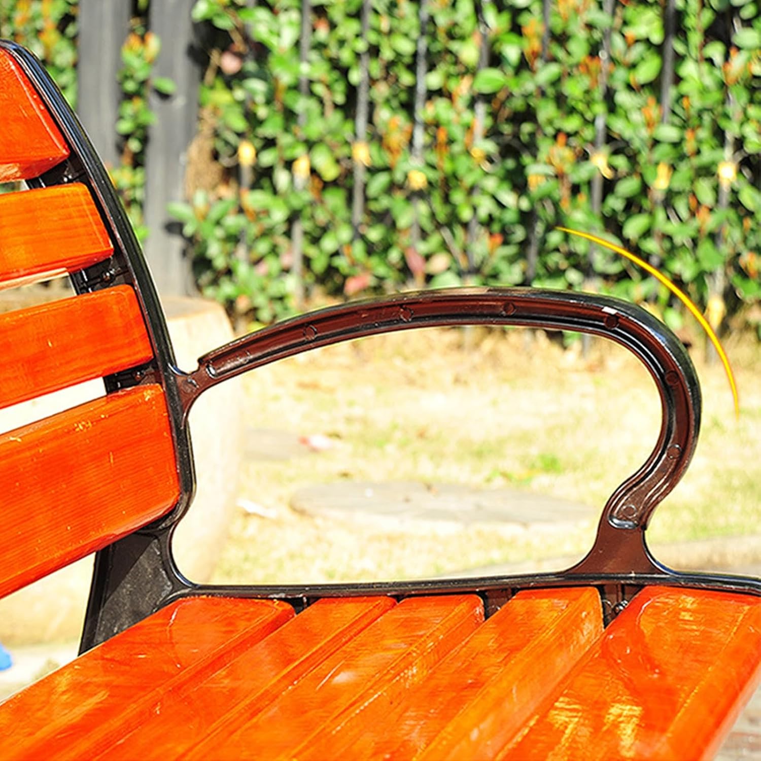 Wooden Garden Bench 120cm Outdoor Patio Seat with Armrests