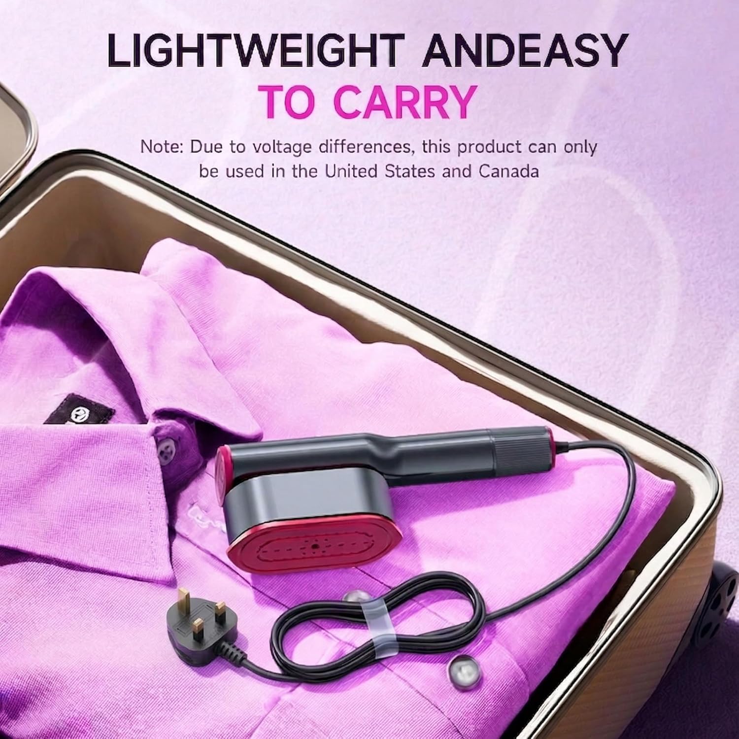 Handheld Clothes Steamer 1200W 2 in 1 Iron LED 7 Modes Fast Heat