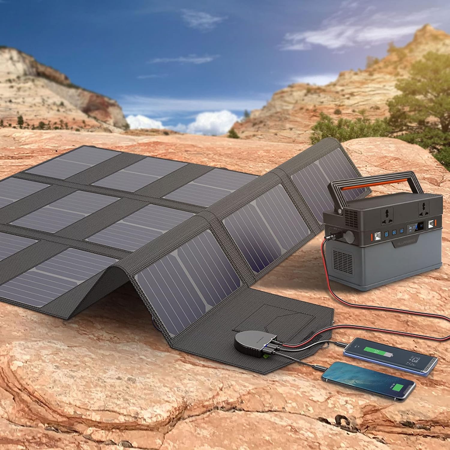 100W Foldable Solar Panel Dual USB 18V DC Portable Charger