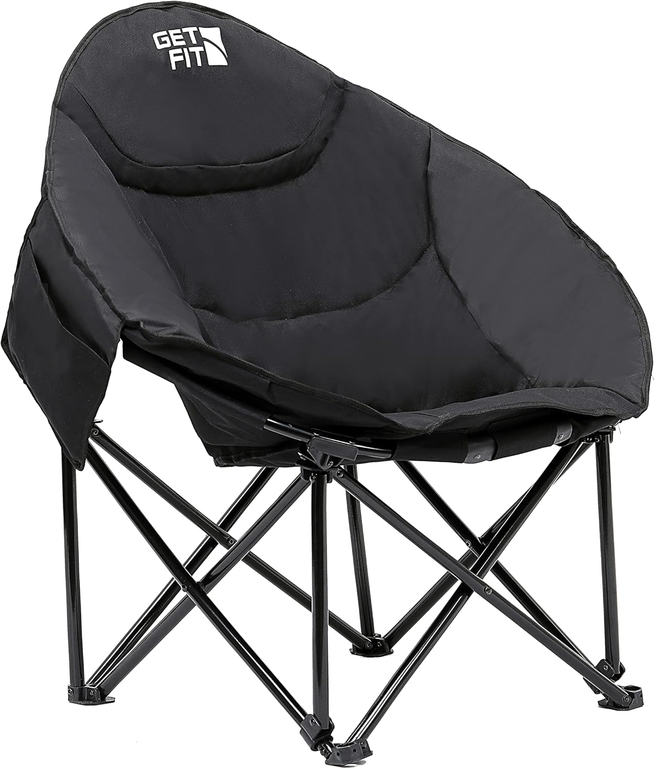 Moon Camping Chair with Cup Holder Pocket Black