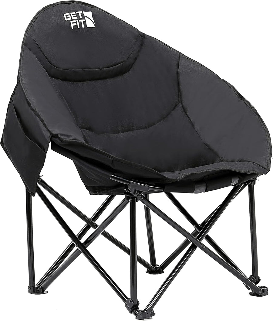 Moon Camping Chair with Cup Holder Pocket Black