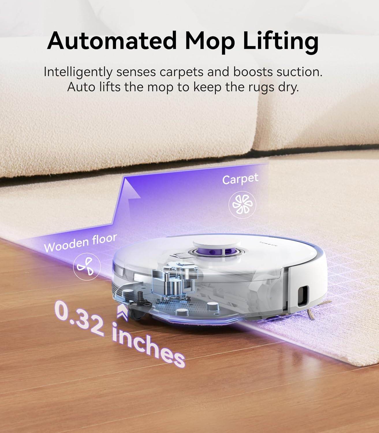 Robot Vacuum Mop Self Empty 7800Pa LiDAR Mapping Pet Hair Clean
