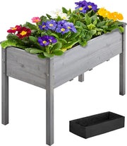 Raised Wooden Garden Bed Grey Elevated Planter Box 120cm