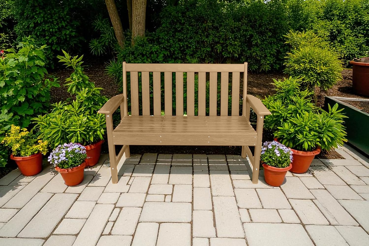 Outdoor Garden Bench Polywood HDPE Waterproof Patio Seat 125cm