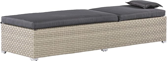 Rattan Wicker Sun Lounger with Cushion Cover Brown