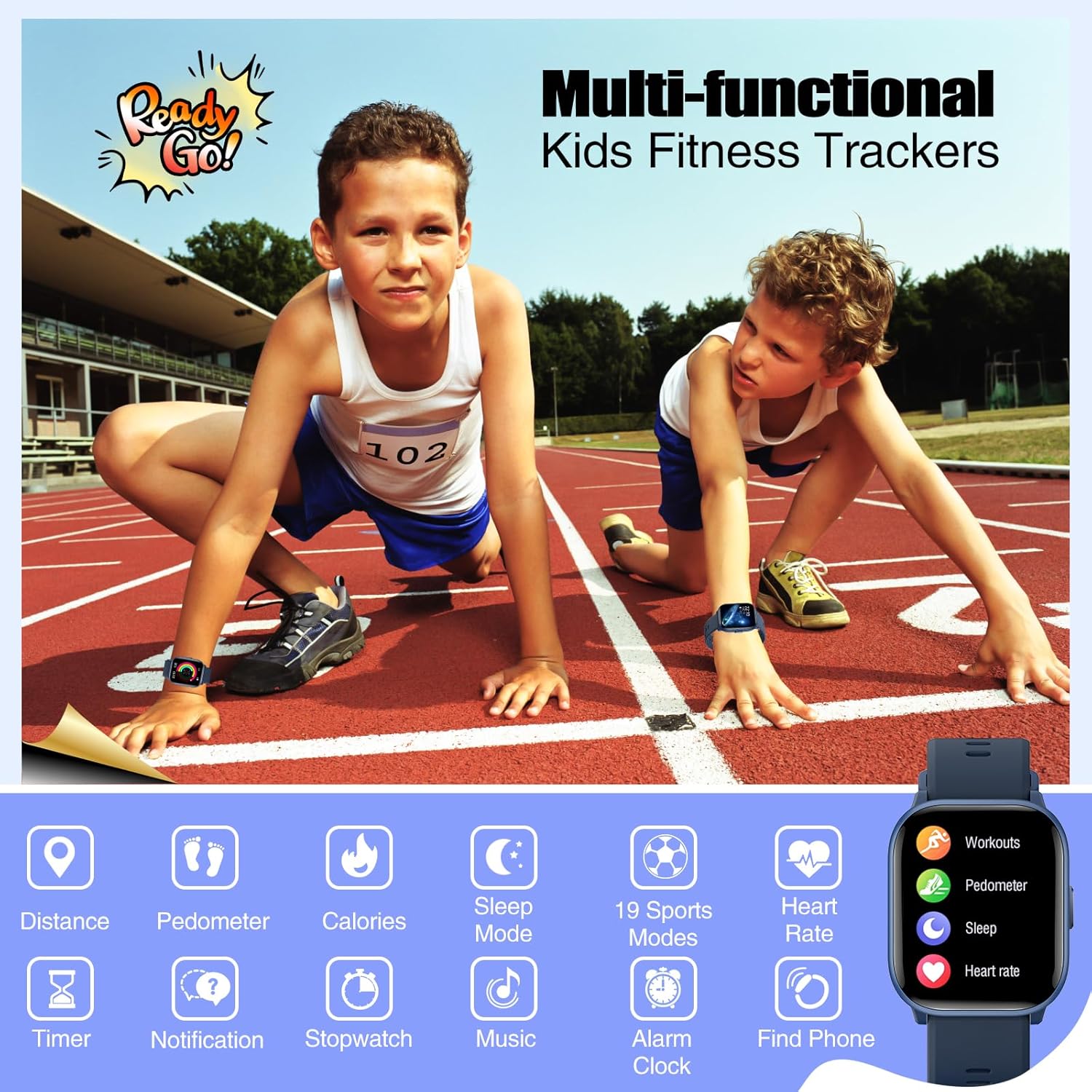 Kids Activity Smart Watch 19 Sports Heart Rate