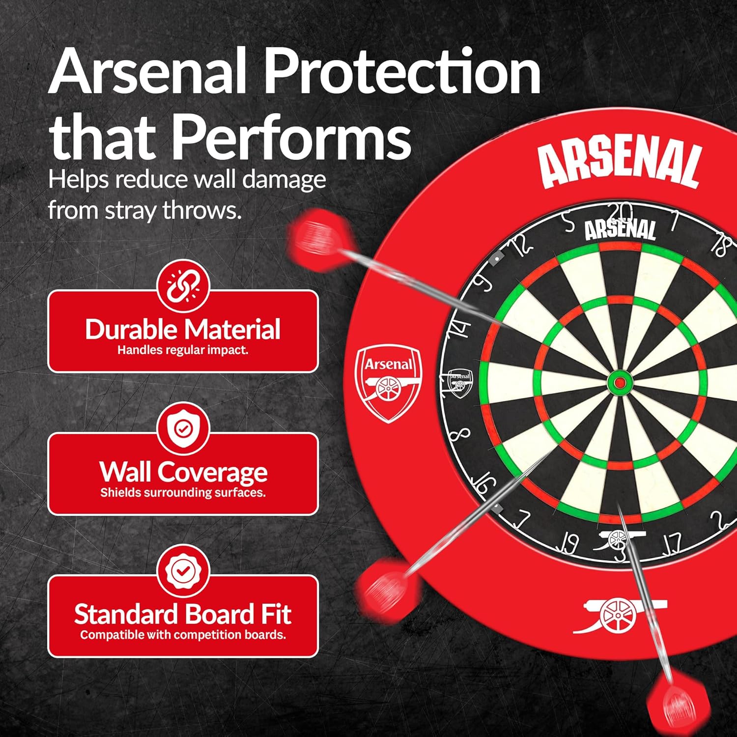 Dartboard Surround Rubber Wall Protector Black Red 70cm