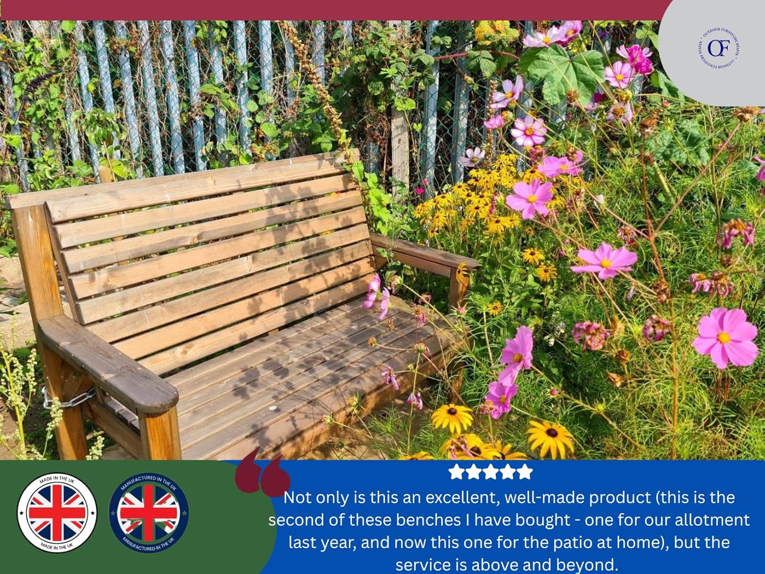 Wooden Garden Bench 2 Seater Redwood Outdoor Patio Bench Fully Assembled