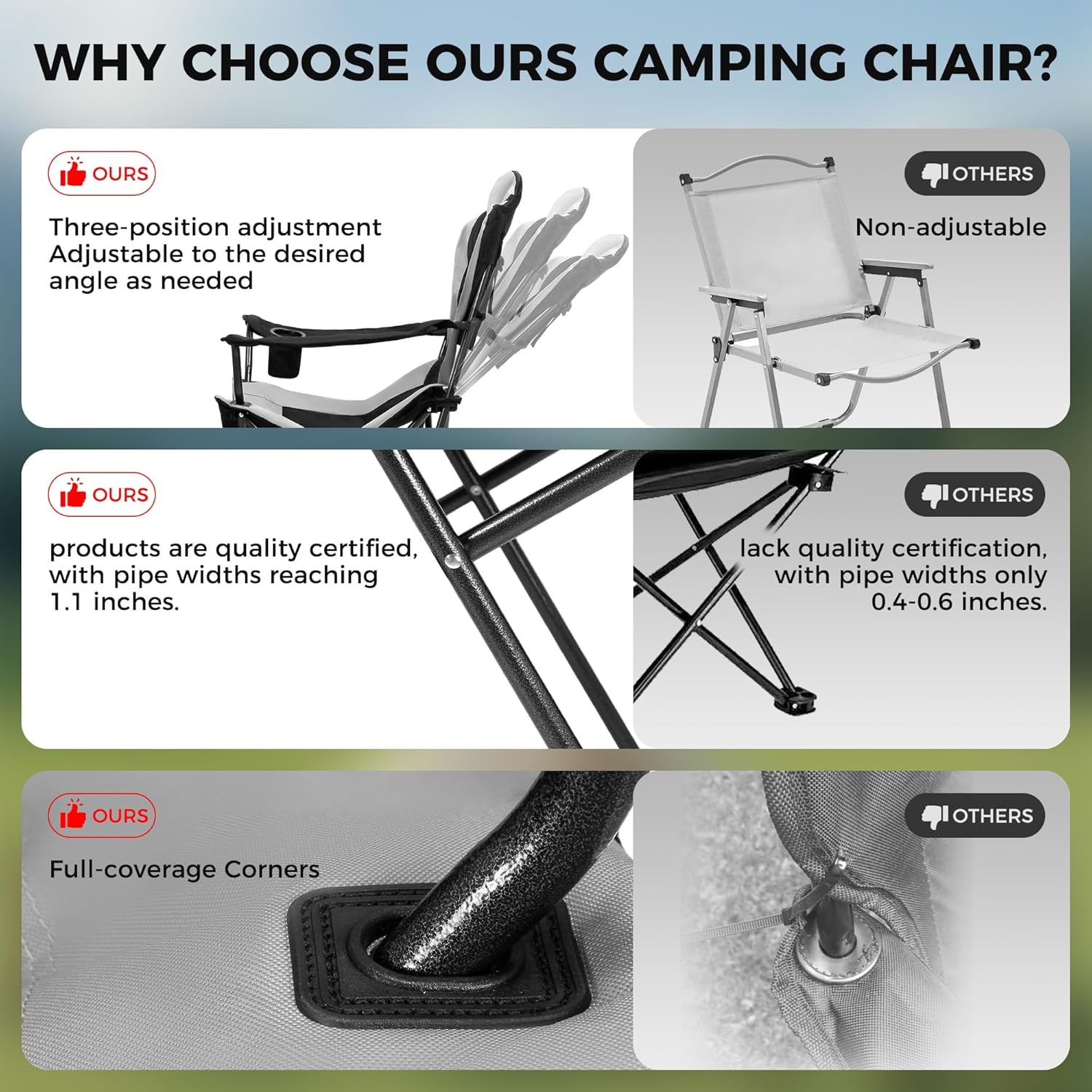 Heated Folding Camping Chair 159kg High Back Portable Seat