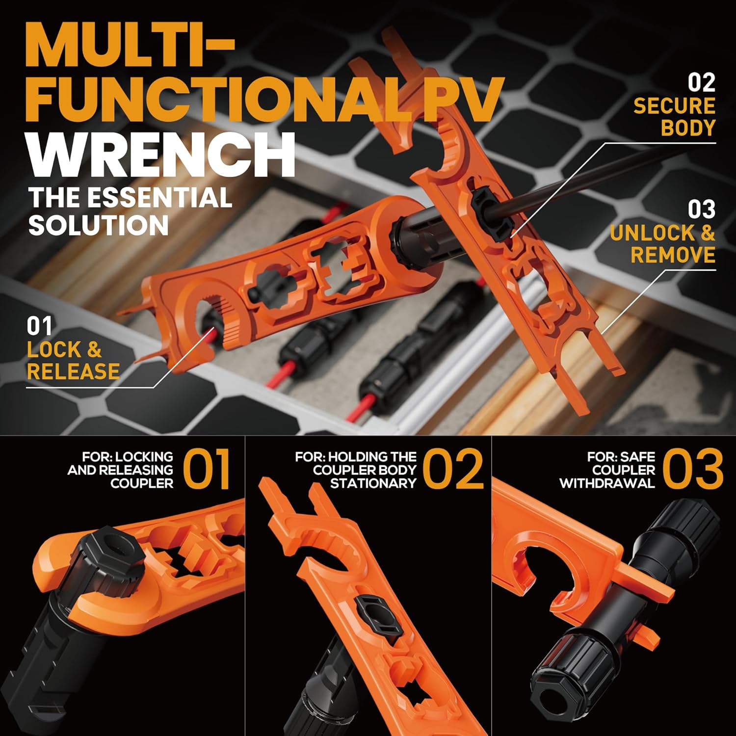 Solar Connector Tool Kit MC4 Crimping Pliers PV Adapter Set