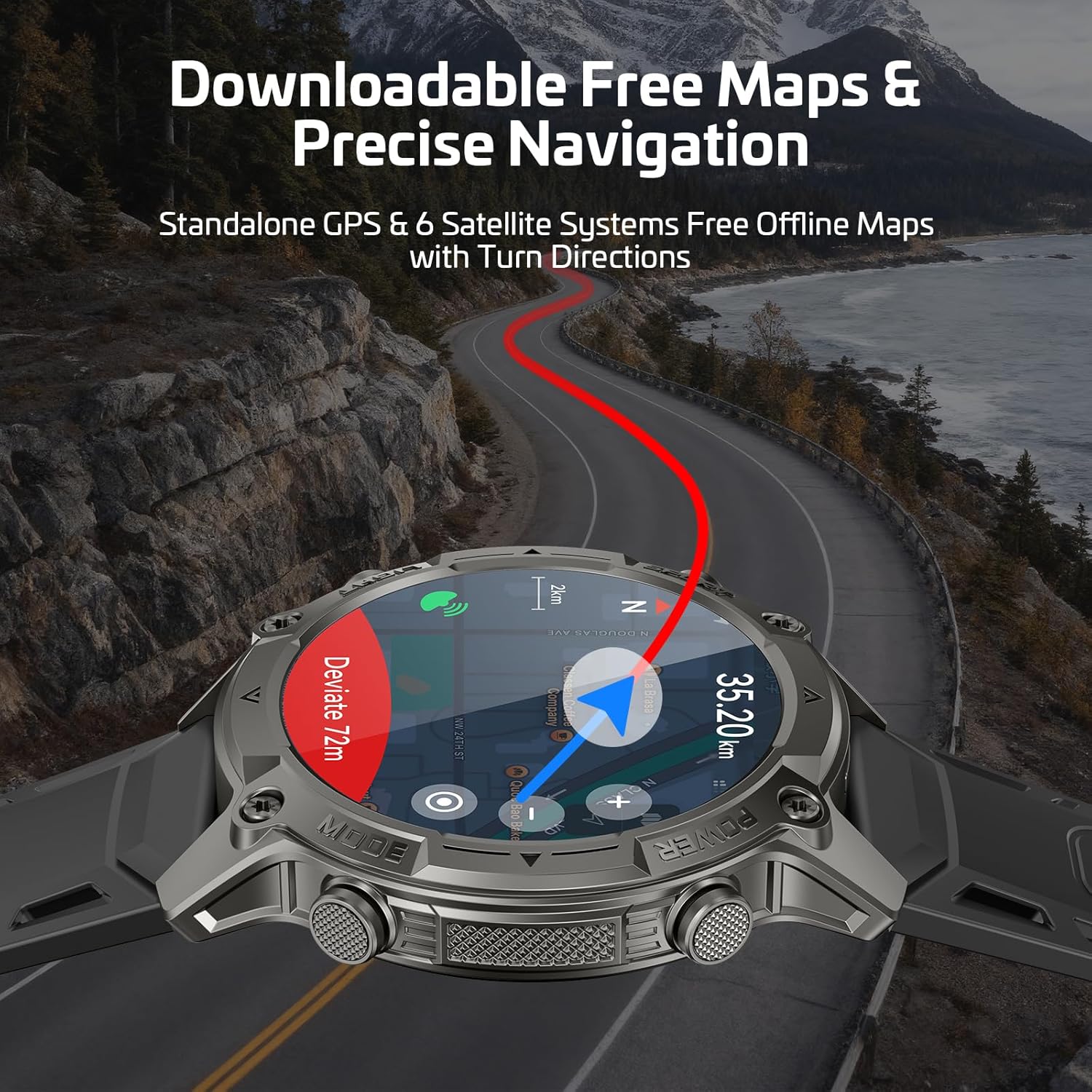 GPS Smart Watch Maps 178 Sports 21 Day Battery