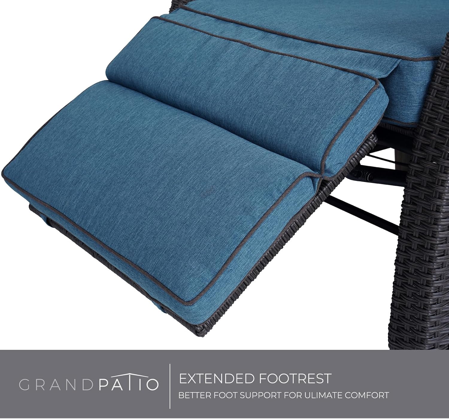 Luxury Wicker Recliner Chair Peacock Blue Cushion