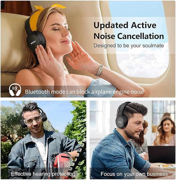Wireless ANC Over Ear Headphones 70H Playtime Deep Bass Foldable