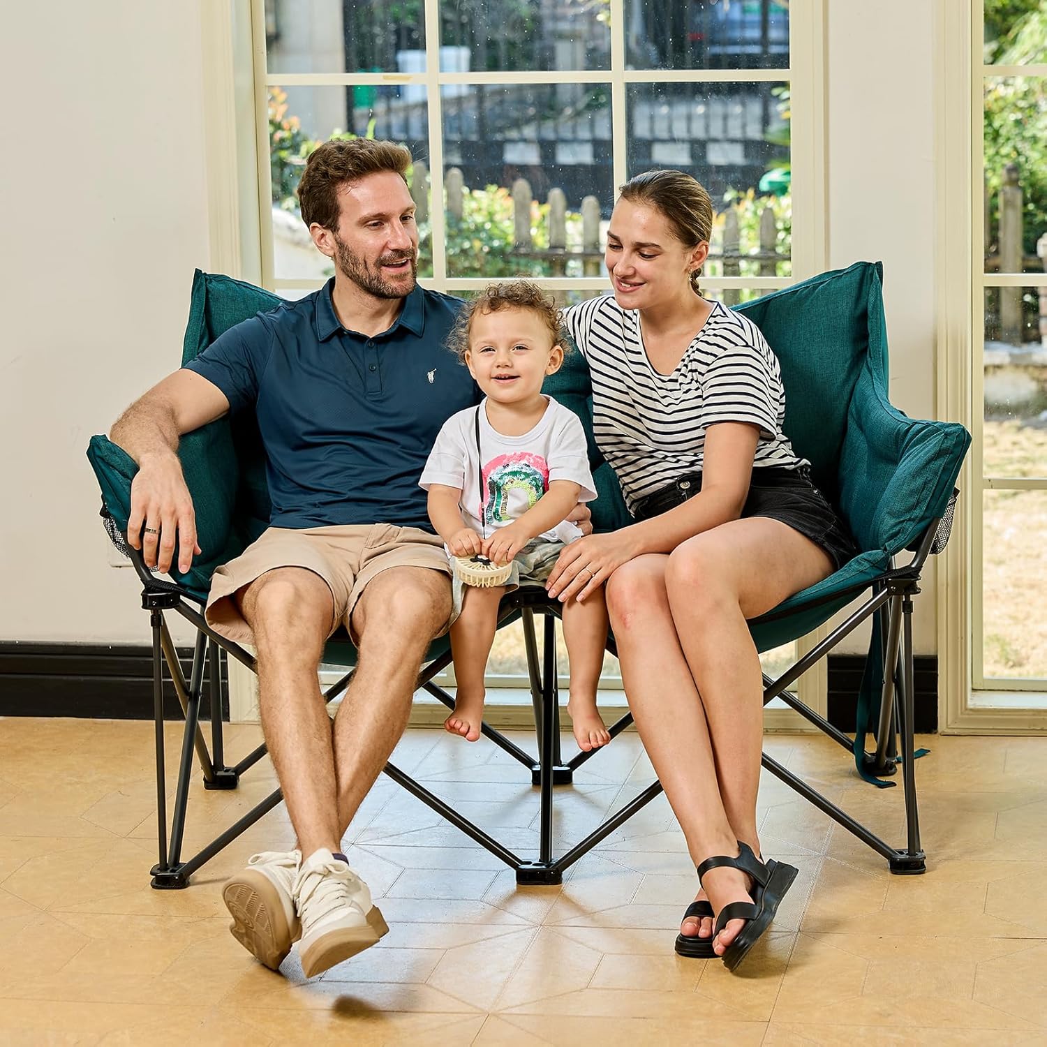 Double Camping Chair 400KG Heavy Duty Folding Sofa Green