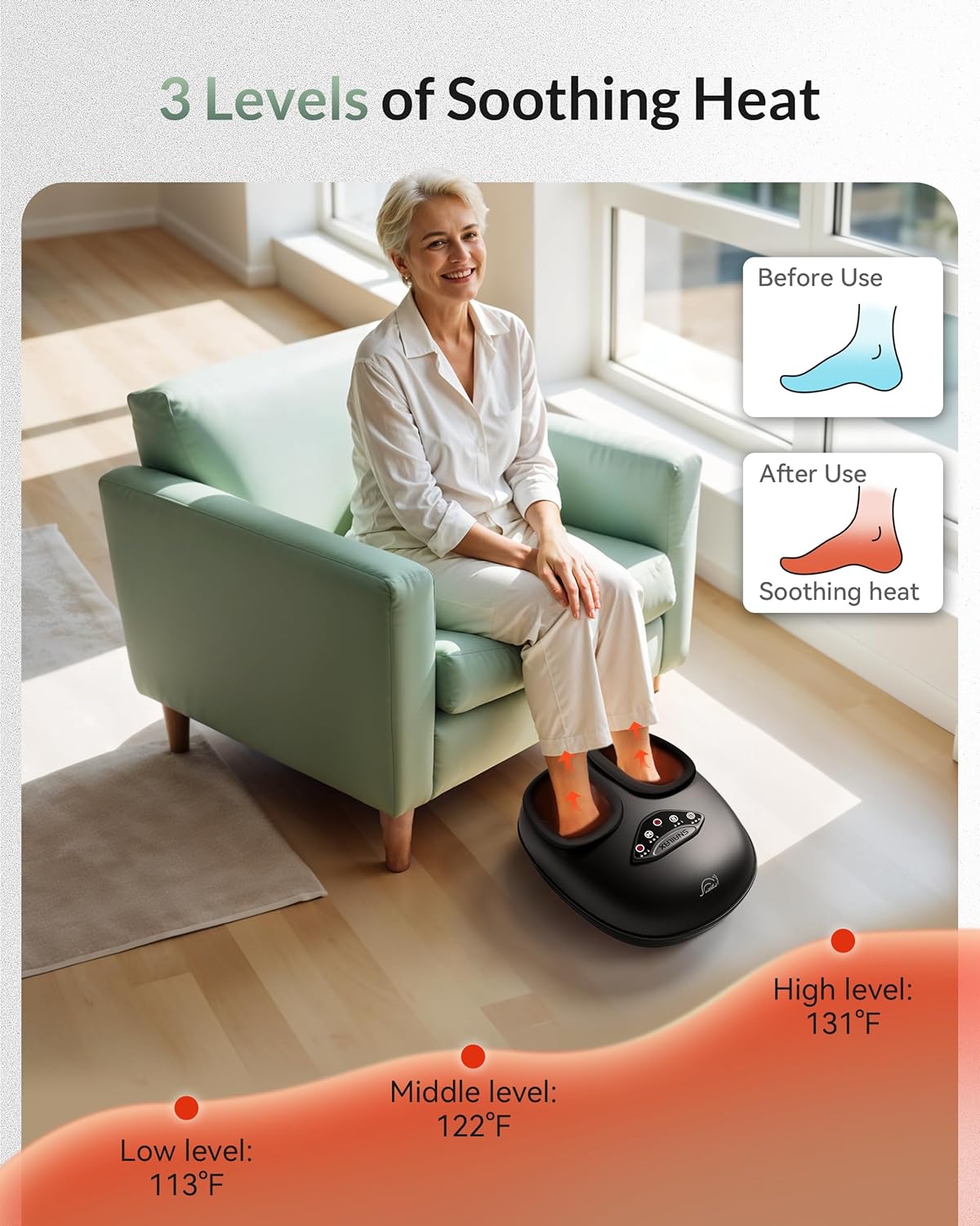 Shiatsu Foot Massager Heat Compression Deep Kneading Machine
