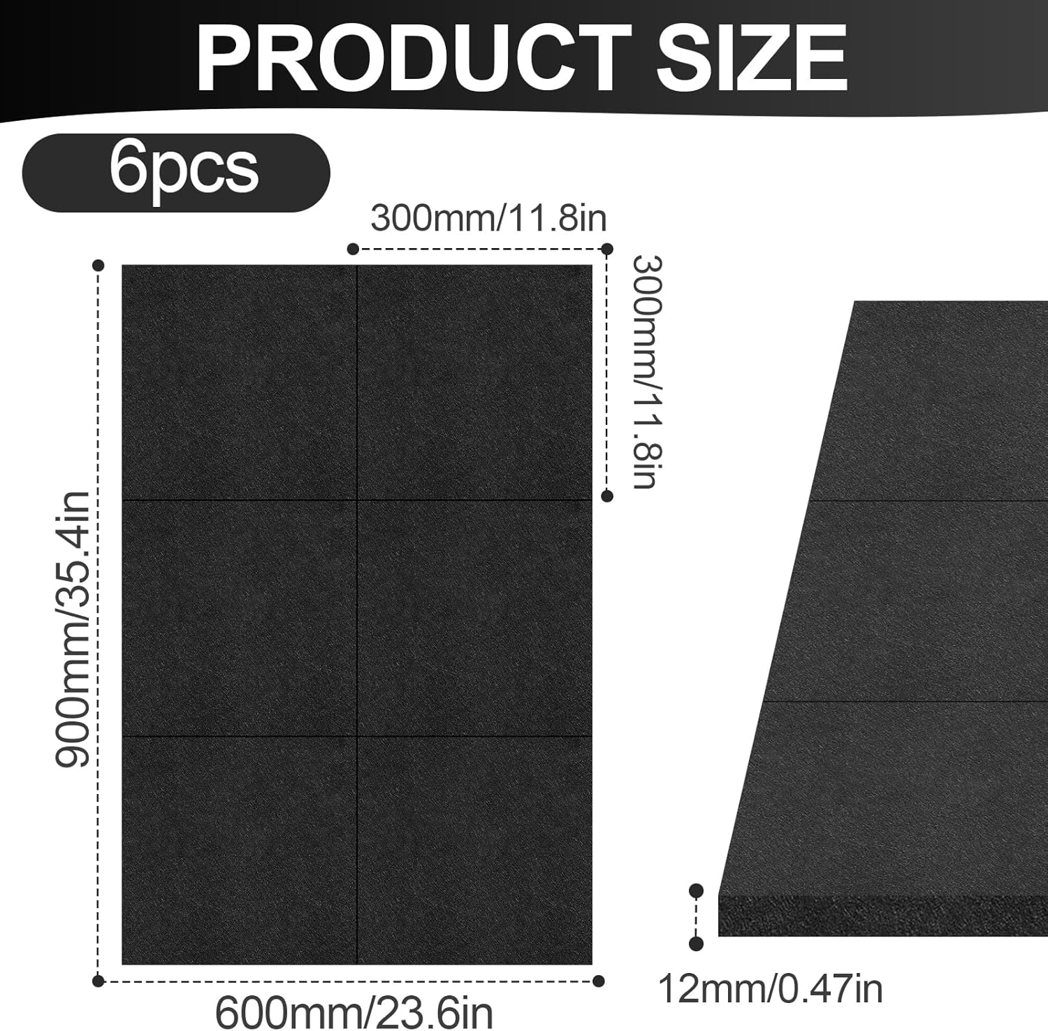 Dartboard Wall Protector Felt Tiles Self Adhesive 6 Pack 60cm