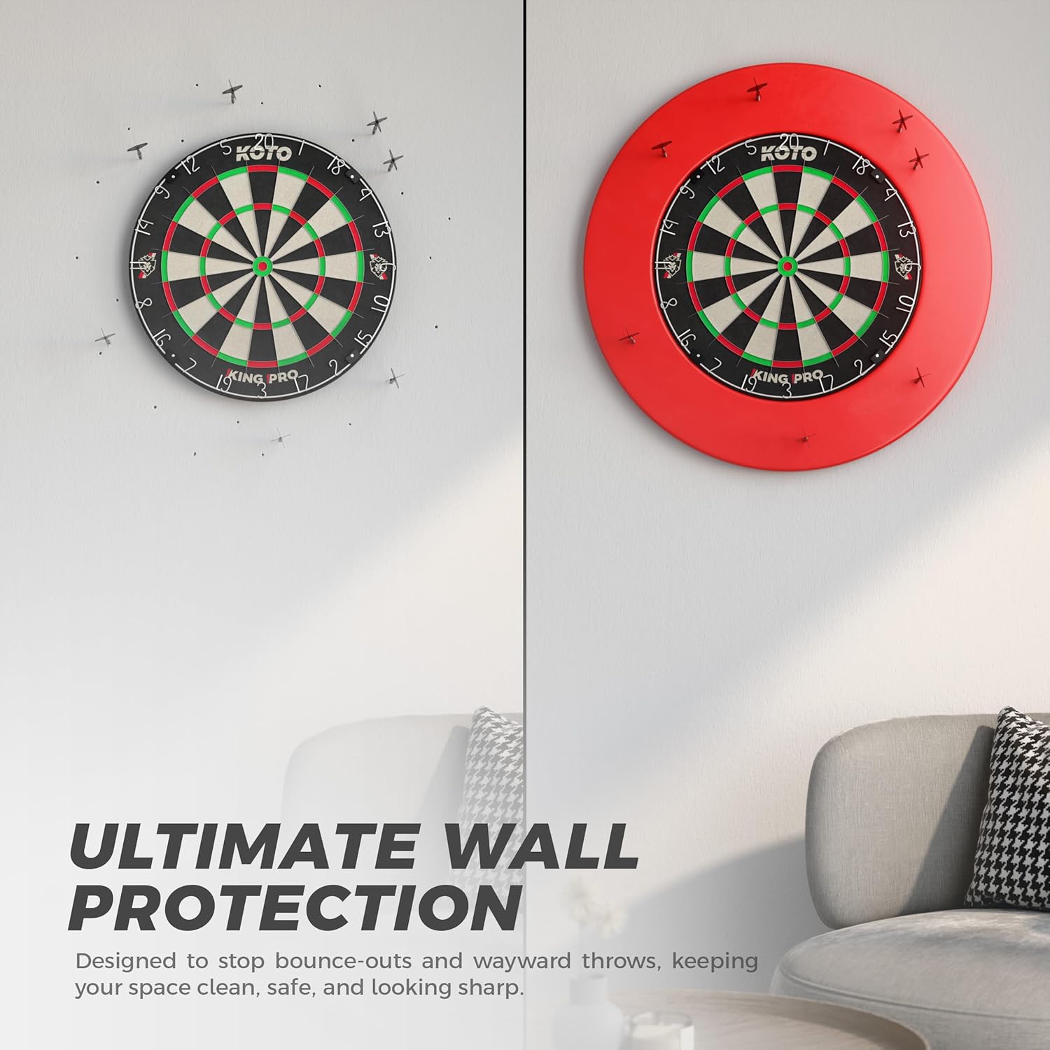 Dartboard Surround Red PU Wall Protector Ring Thick Edge Durable