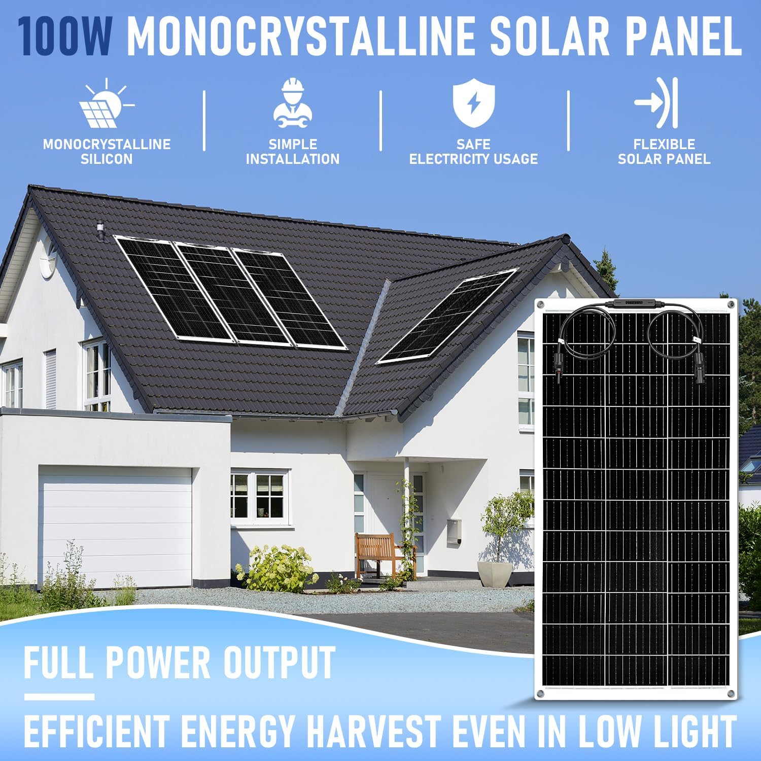 100W Flexible Solar Panel 12V 24V RV Boat Off Grid