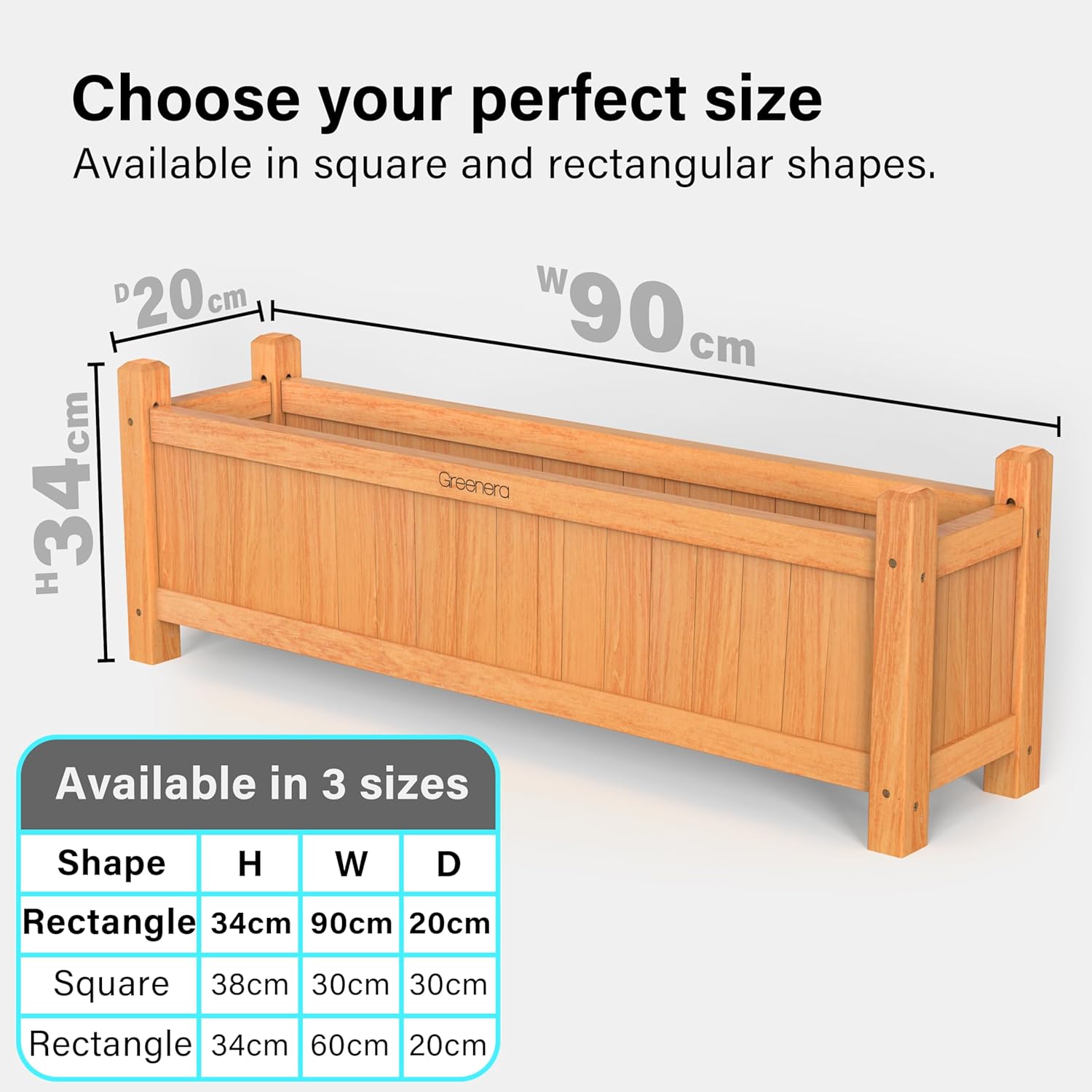 Set of 2 Extra Large Wooden Garden Planters 90cm Natural