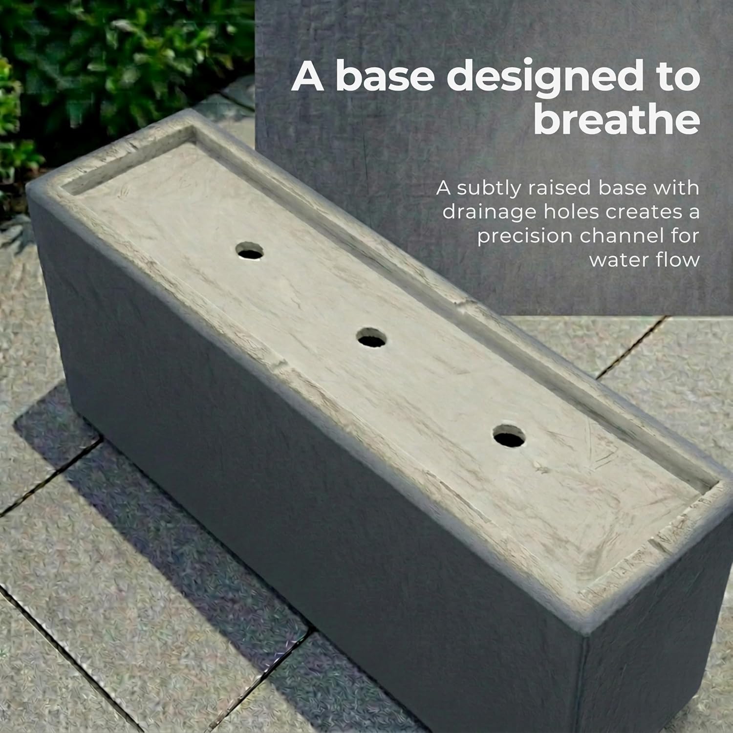 85cm Large Trough Planters Set 2 Dark Grey Stone Effect Pots