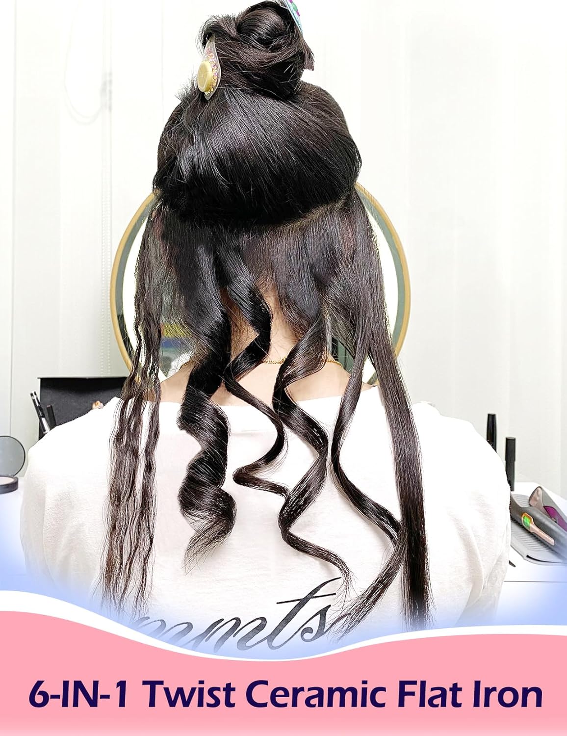 2 In 1 Hair Straightener and Curler Ceramic Tourmaline Flat Iron