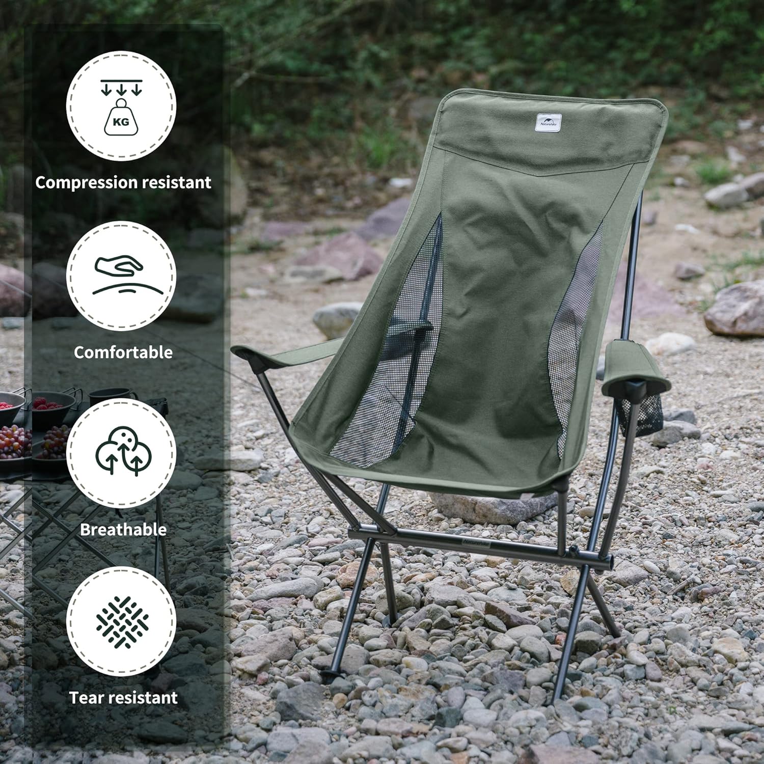 Ultralight Camping Chair Breathable 330lb Green