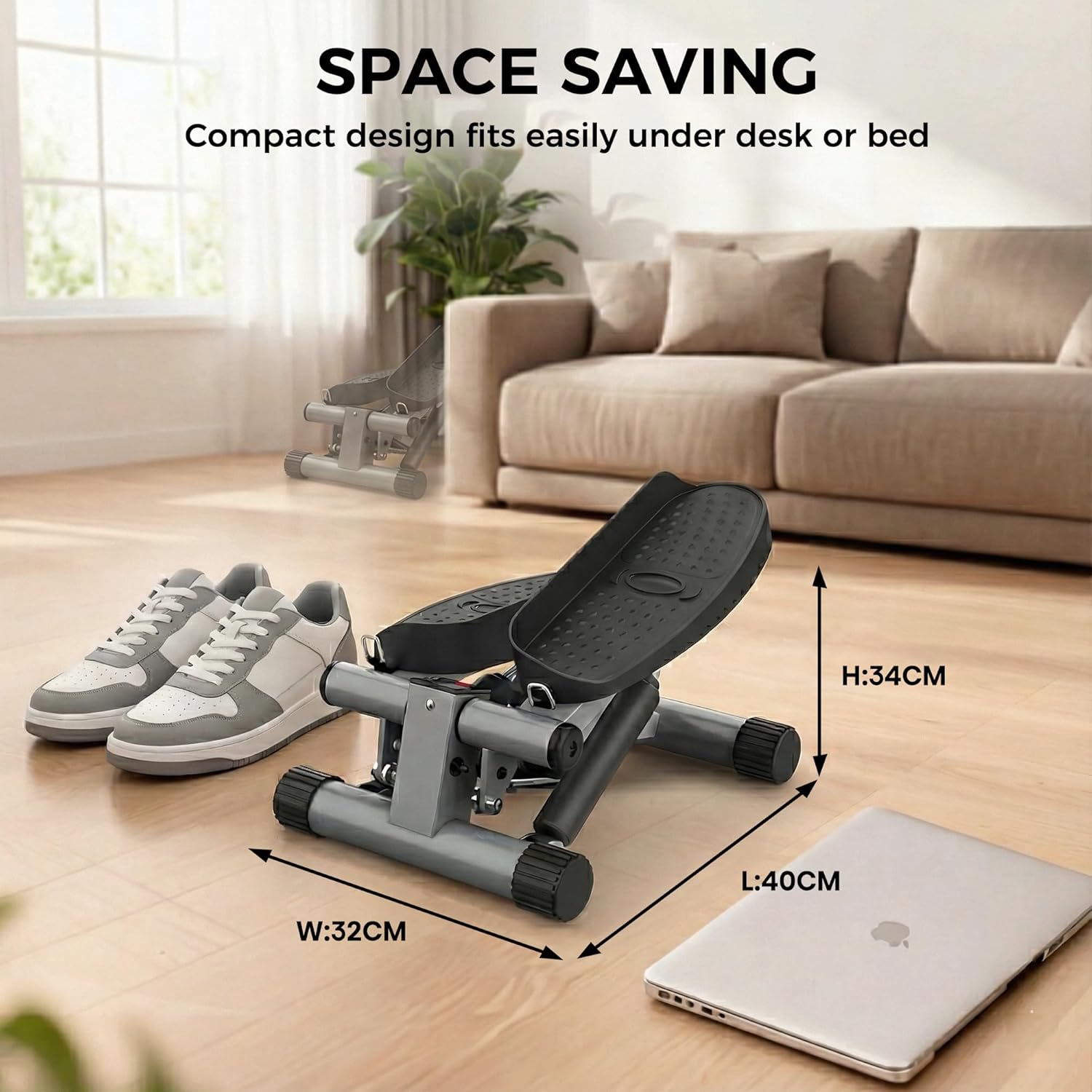 Mini Stepper Exercise Machine with Resistance Bands LCD Monitor