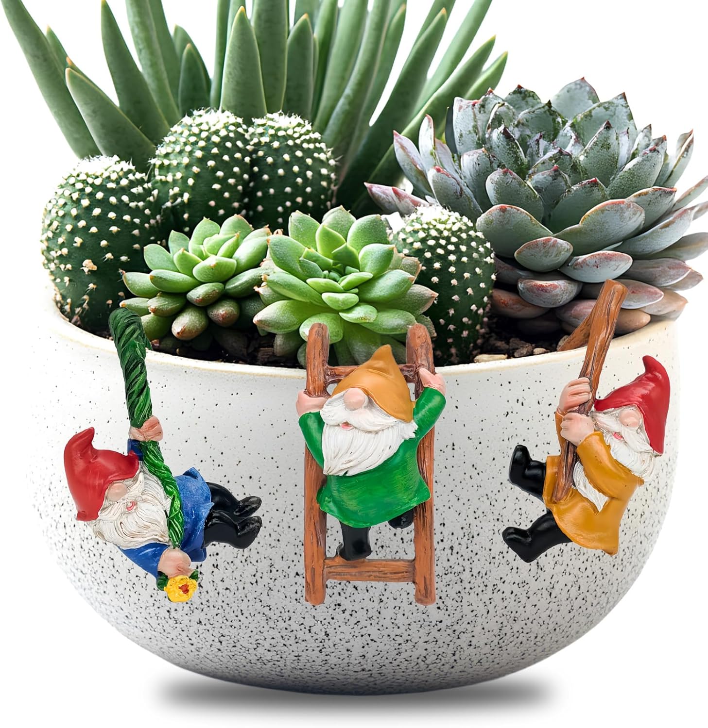 3Pcs Climbing Garden Gnomes Resin Tree Hugger Flower Pot Decor