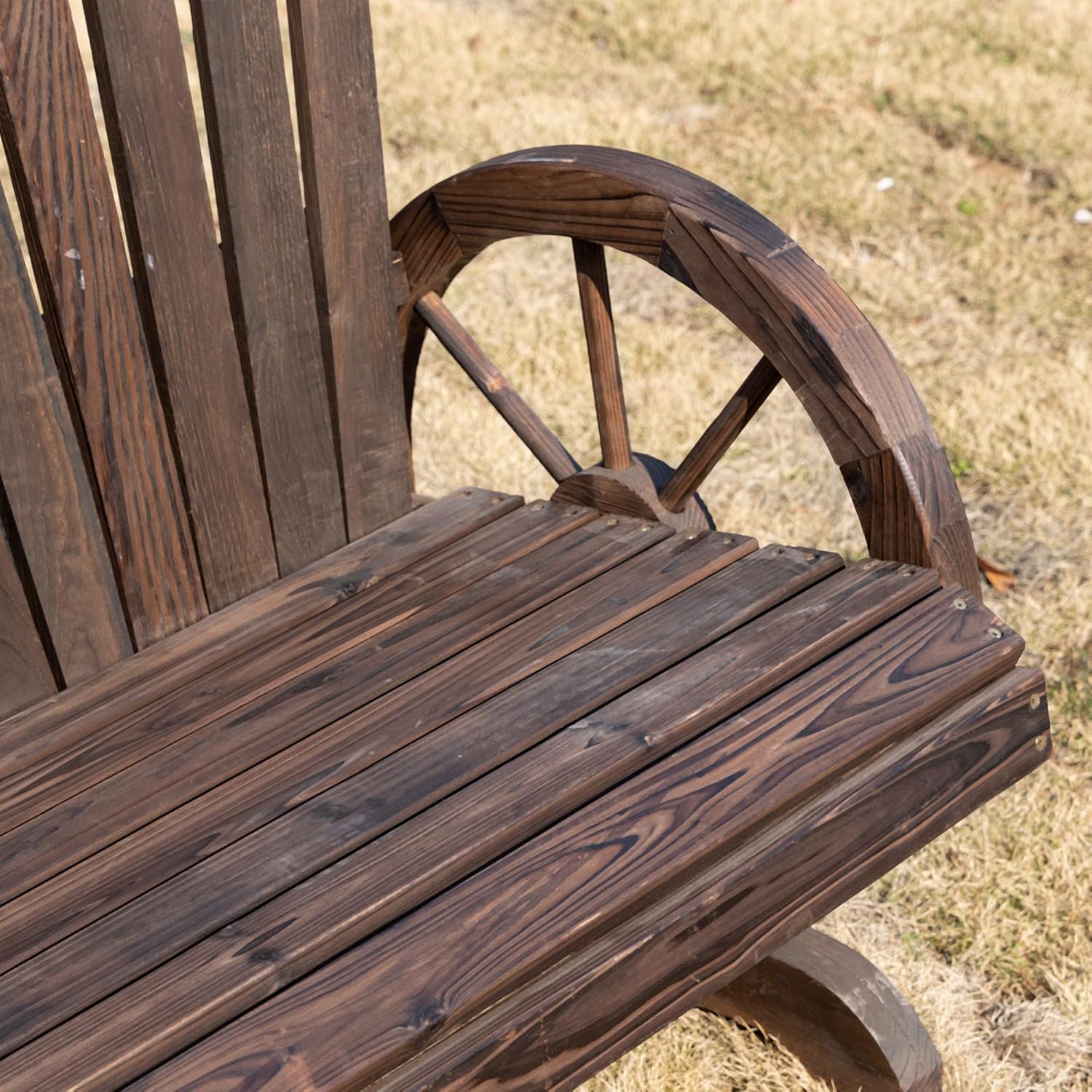 Adirondack 2 Seater Wooden Garden Bench Wagon Armrests