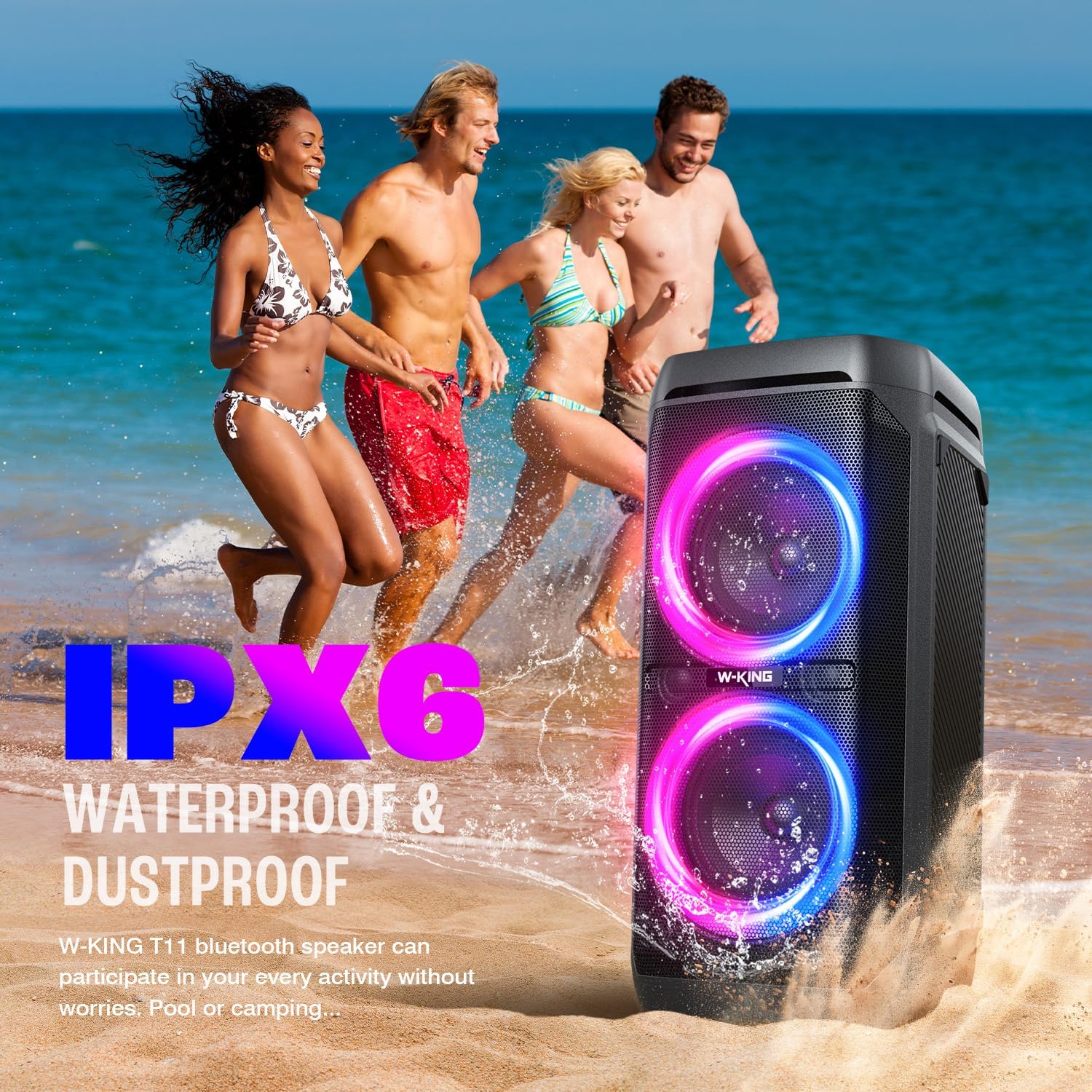 240W Bluetooth Party Speaker Loud Bass Waterproof 24H Playtime RGB