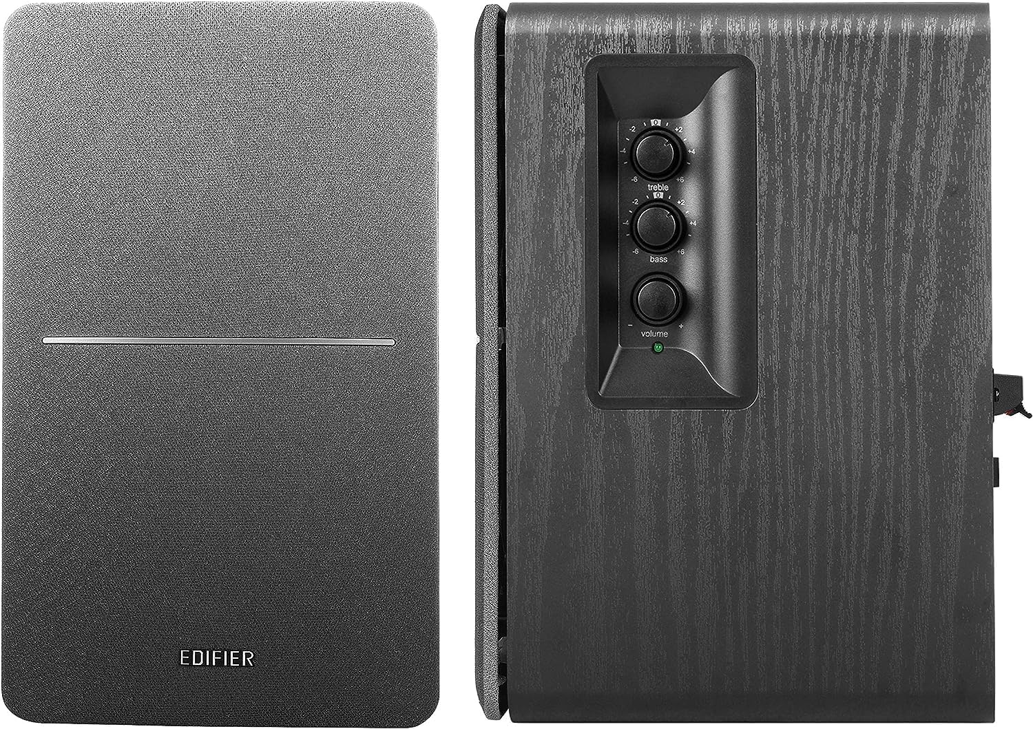 Active Bookshelf Speakers 42W Stereo Dual RCA Remote Wood Cabinet