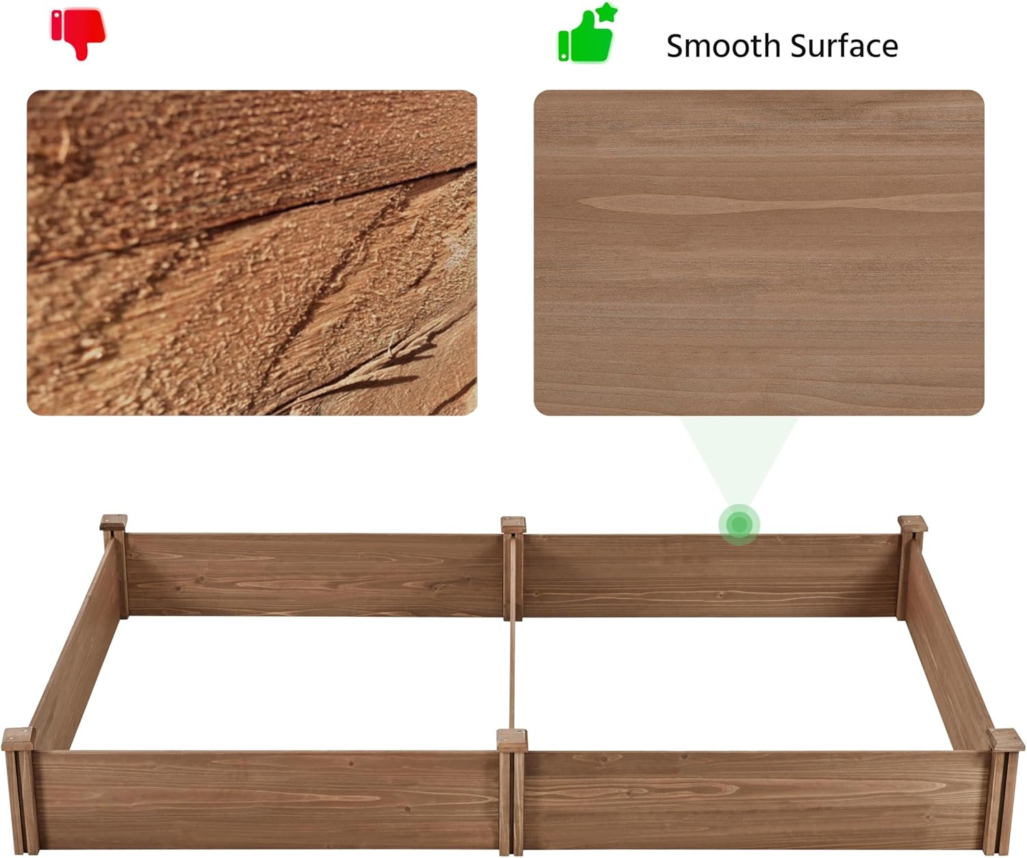 Extra Large Wooden Raised Garden Bed 241cm Dark Brown