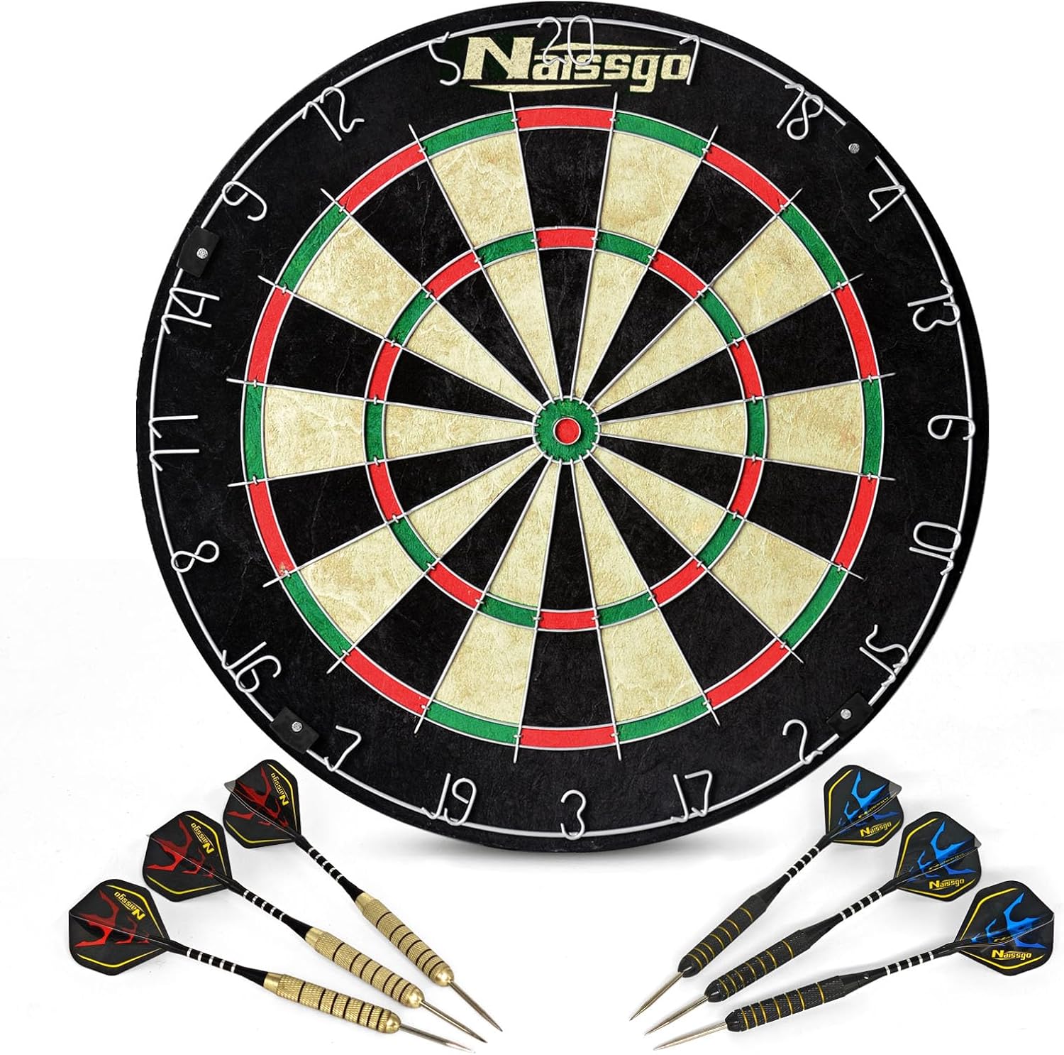 Bristle Dart Board Set Steel Tip Darts Sisal Rotating Ring