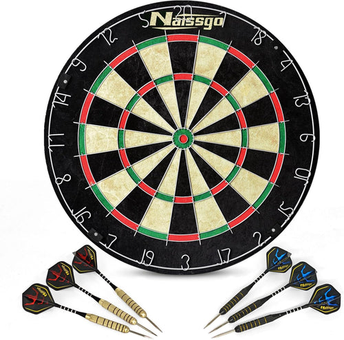 Bristle Dart Board Set Steel Tip Darts Sisal Rotating Ring