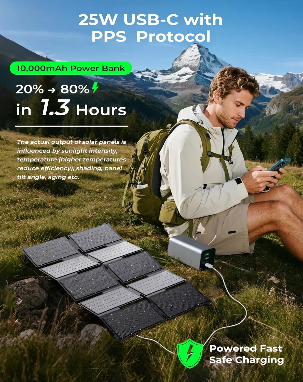 35W Foldable Solar Panel Charger USB C PD Portable Camping