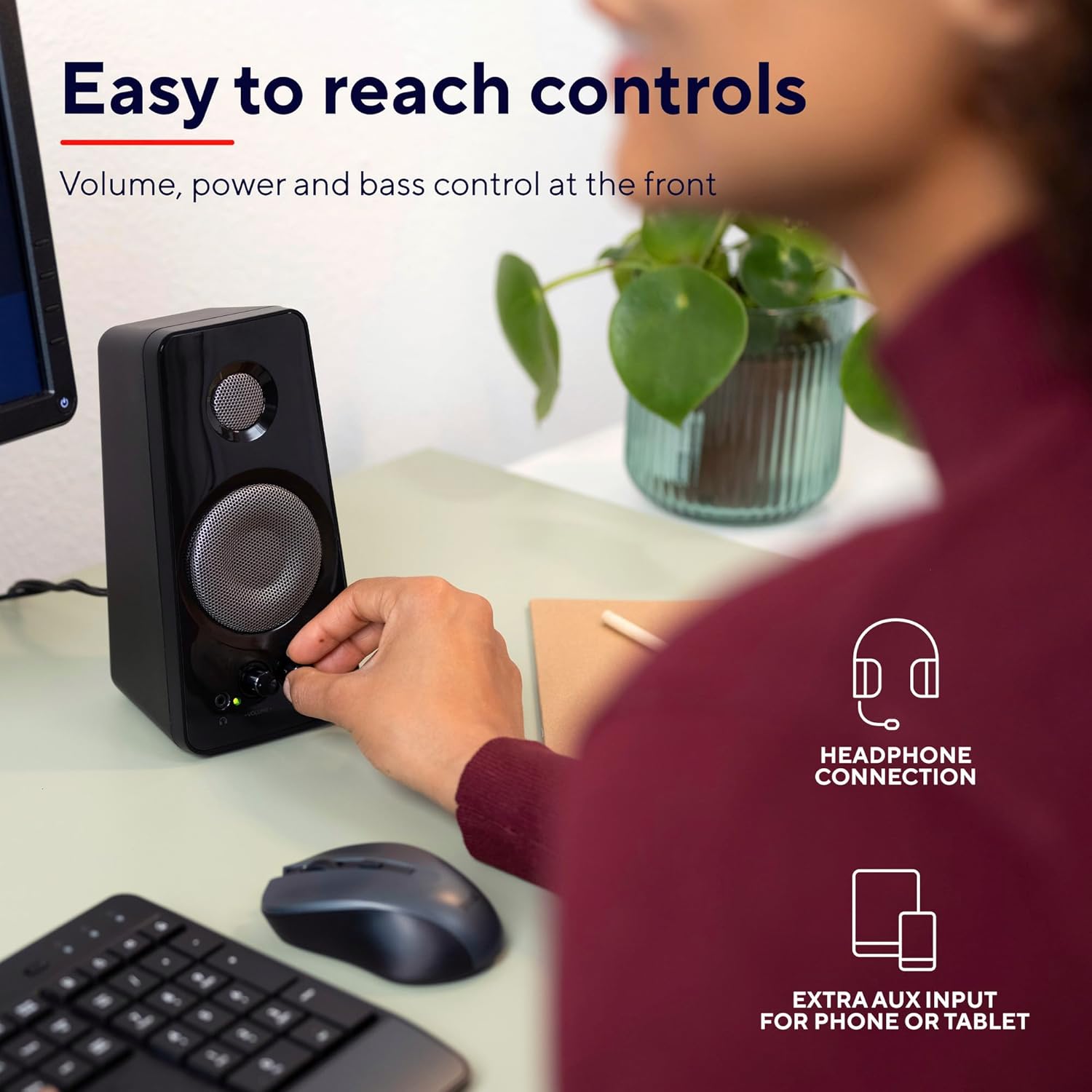 PC Speakers 36W Stereo USB Powered Desktop AUX Bass Control