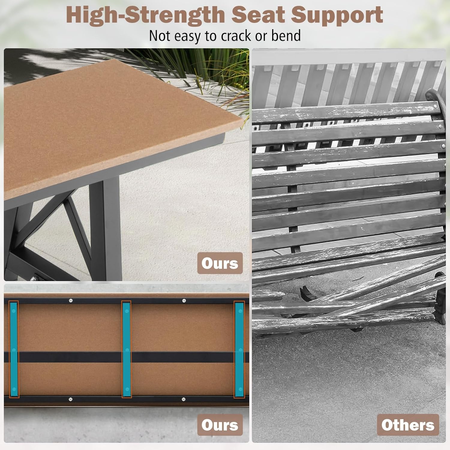 4 Seater Outdoor Garden Bench 183cm Heavy Duty Patio Seat