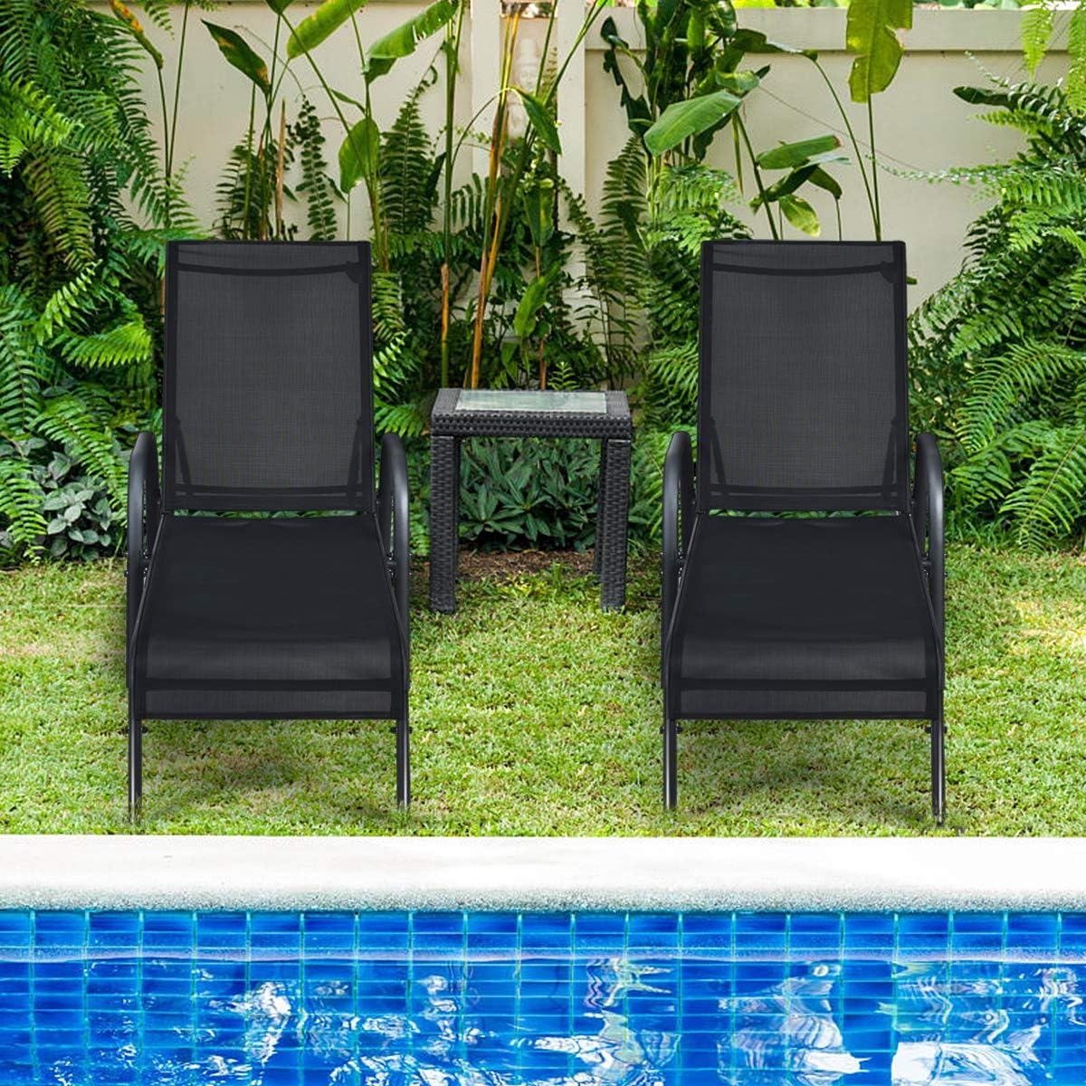 Garden Sun Lounger 5 Position Recliner Black 160kg