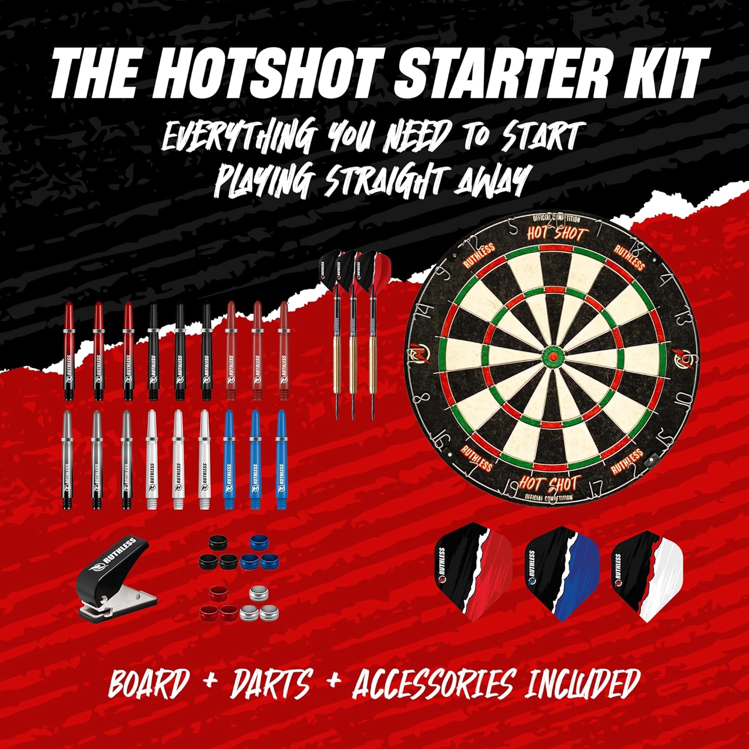 18in Dartboard Starter Set Sisal Board Darts Accessories Complete