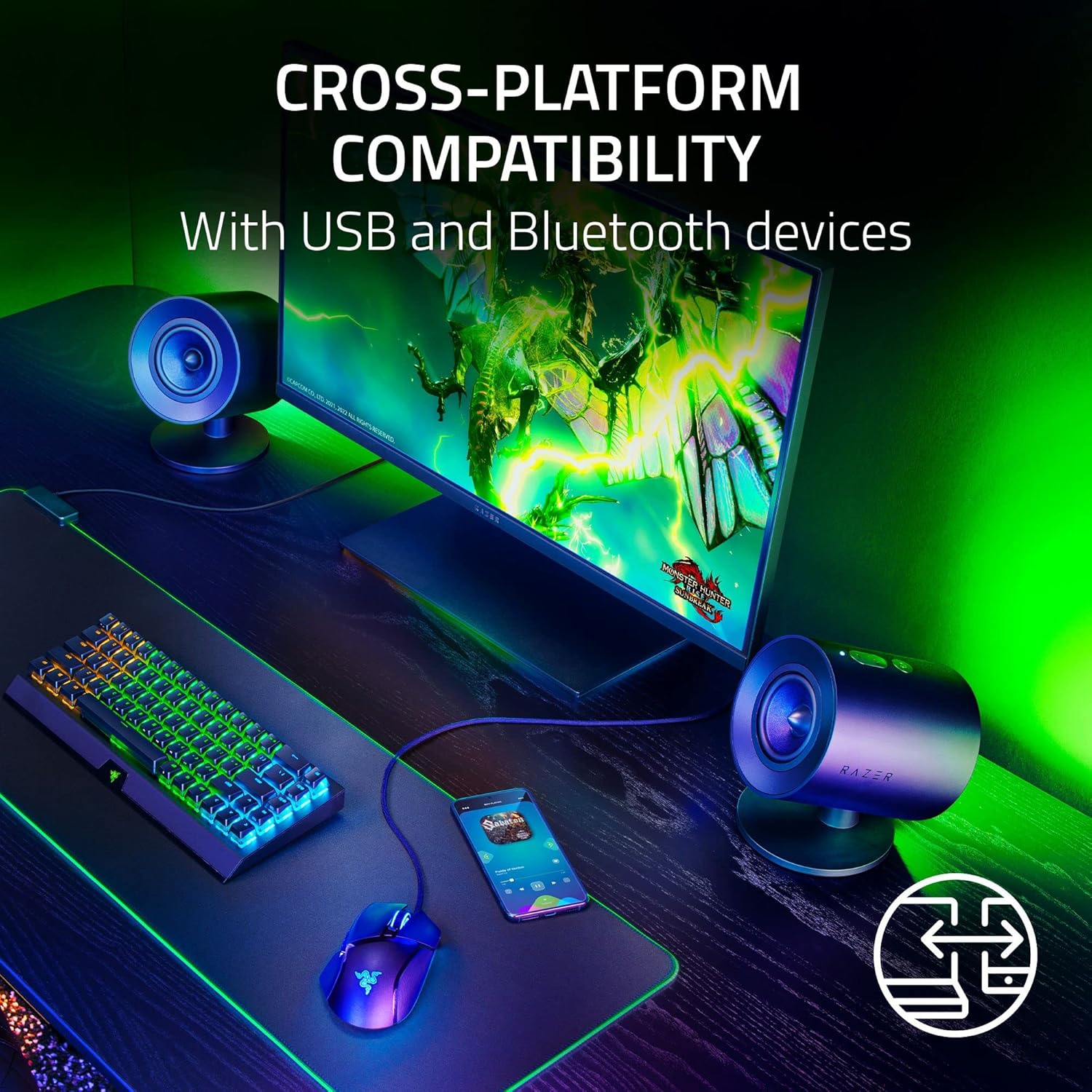 PC Gaming Speakers 2.1 Subwoofer THX Surround RGB Bluetooth