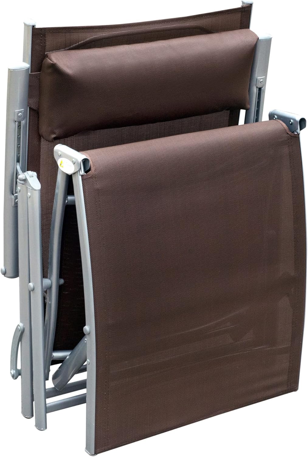 Heavy Duty Folding Sun Lounger 7 Level Recliner Brown