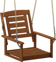 Single Wooden Porch Swing Chair with Chains Natural