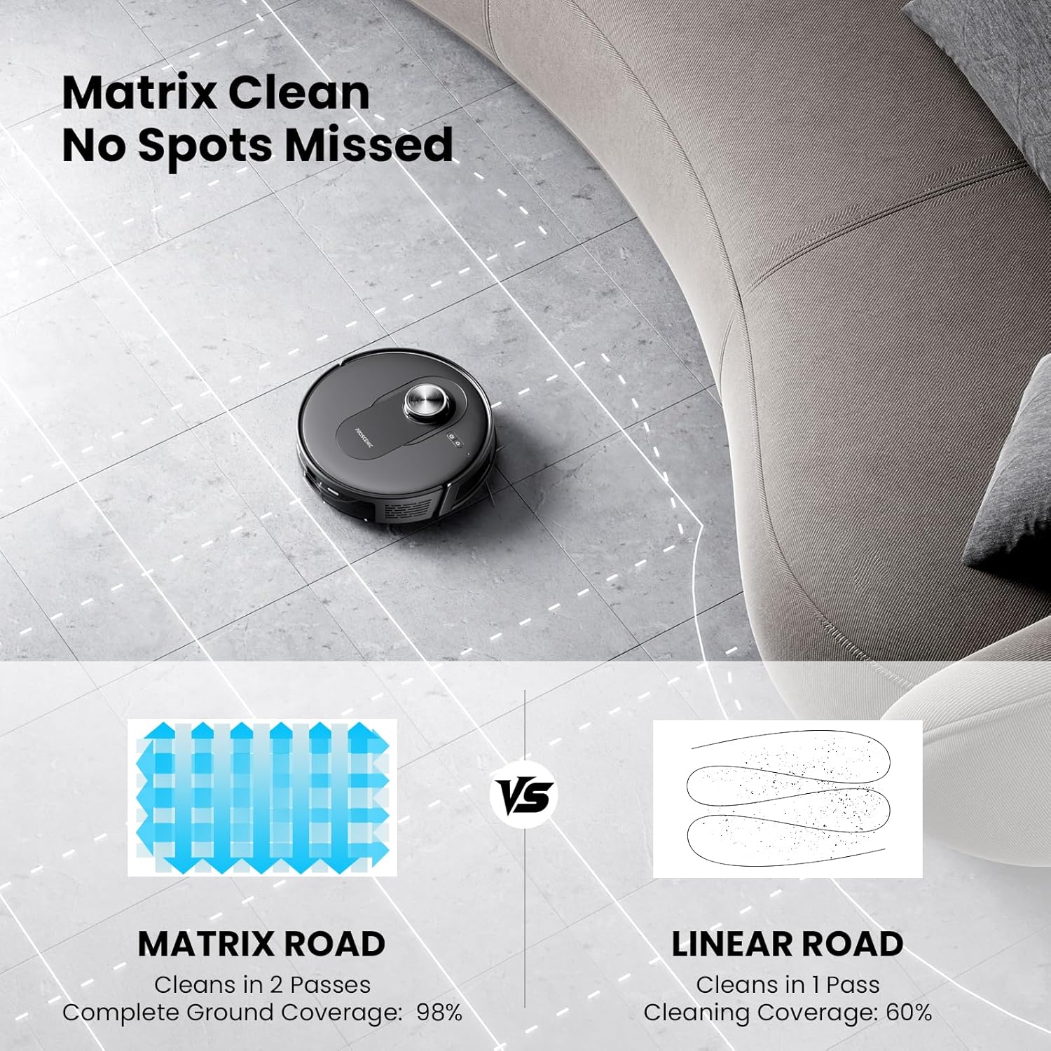 Robot Vacuum Mop 6000Pa LiDAR Mapping WiFi App Pet Hair Clean